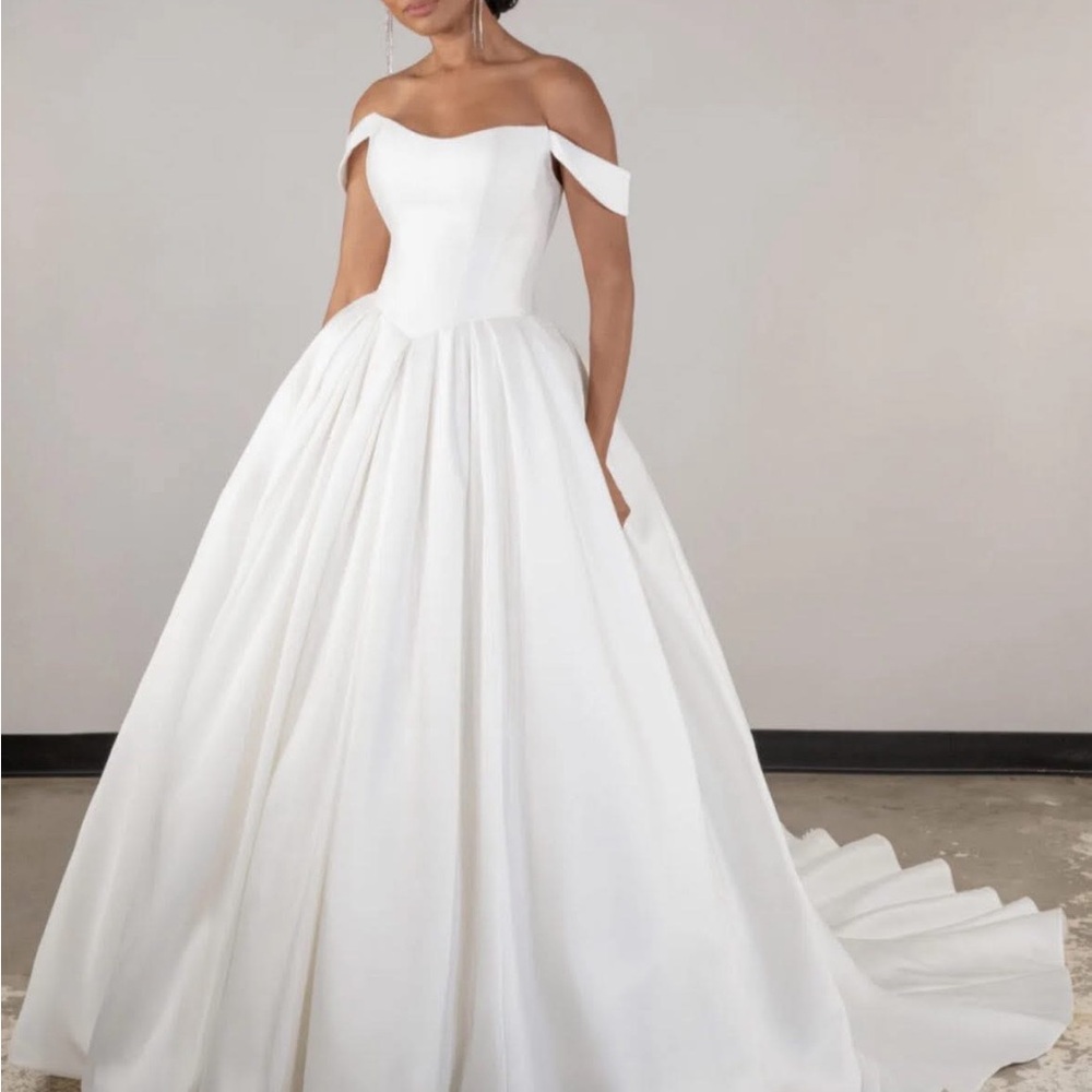 Basque waist mikado ballgown wedding dress